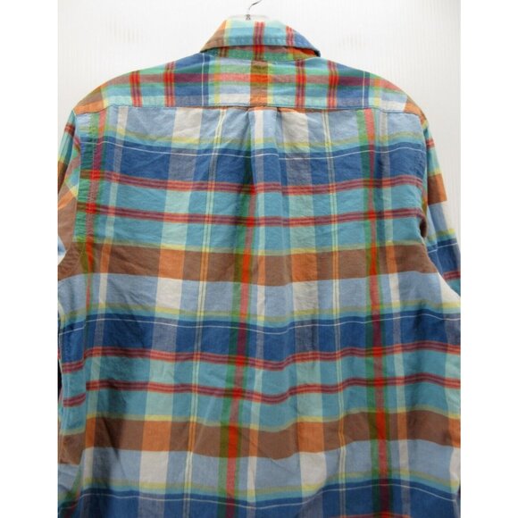 Ralph Lauren Shirt Medium Indian Madras Plaid Yellow Pony Button Down - Picture 8 of 13